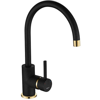Larger image of 1810 Purquartz Courbe Kitchen Tap (Metallic Black & Gold Brass).