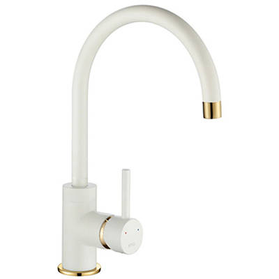 Larger image of 1810 Purquartz Courbe Kitchen Tap (Polar White & Gold Brass).