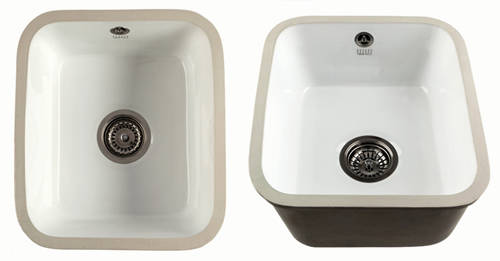 Example image of 1810 Undermounted Ceramic Kitchen Sink With Waste (370x435mm).