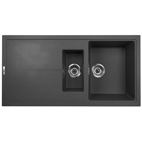 Example image of 1810 Kitchen Sink & Tap Pack, 1.5 Bowl (1000x500, Metallic Black).