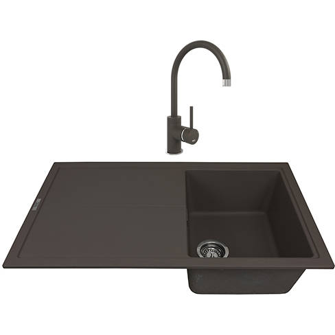 Larger image of 1810 Kitchen Sink & Tap Pack, 1.0 Bowl (860x500, Mocha).