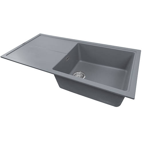 Example image of 1810 Kitchen Sink & Tap Pack, 1.0 Bowl (1000x500, Metallic Grey).