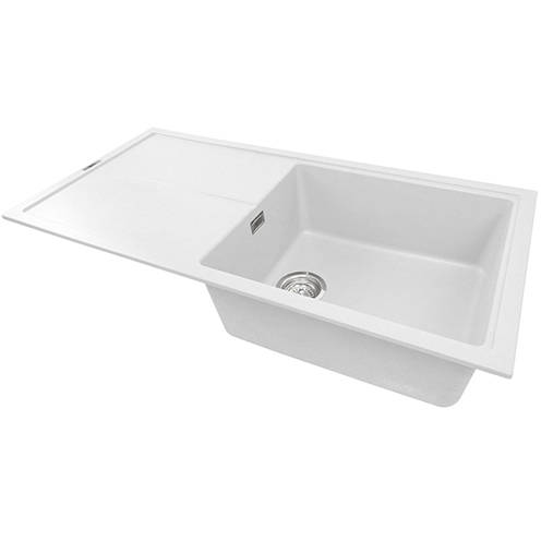 Example image of 1810 Kitchen Sink & Tap Pack, 1.0 Bowl (1000x500, Polar White & Black).
