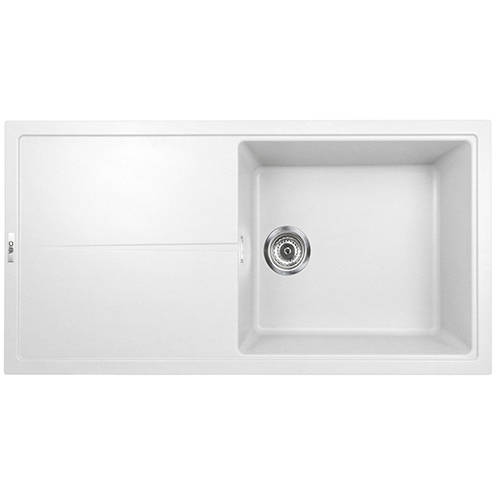 Example image of 1810 Kitchen Sink & Tap Pack, 1.0 Bowl (1000x500, Polar White & Black).
