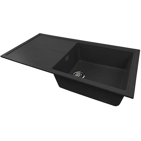 Example image of 1810 Kitchen Sink & Tap Pack, 1.0 Bowl (1000x500, Black & Polar White).