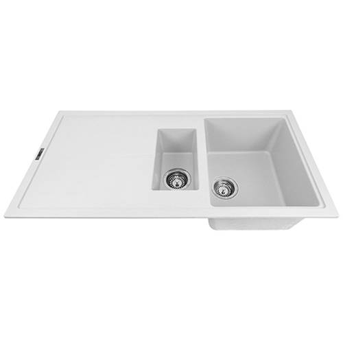 Example image of 1810 Kitchen Sink & Tap Pack, 1.5 Bowl (1000x500, Polar White).