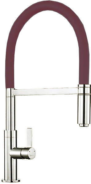 Larger image of 1810 Spirale Single Lever Rinser Kitchen Tap (Brushed Steel & Wine).