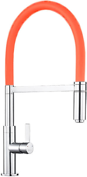 Larger image of 1810 Spirale Single Lever Rinser Kitchen Tap (Chrome & Orange).