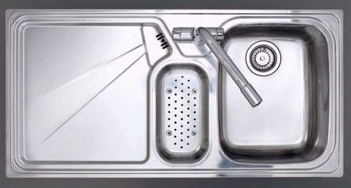 Larger image of Astracast Sink Lausanne 1.5 bowl stainless kitchen sink, left drainer & Extras.