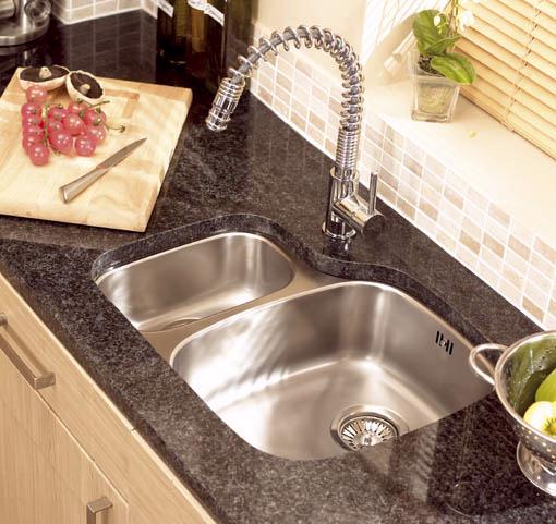 Example image of Astracast Sink Opal S3 1.5 bowl left handed stainless steel kitchen sink.
