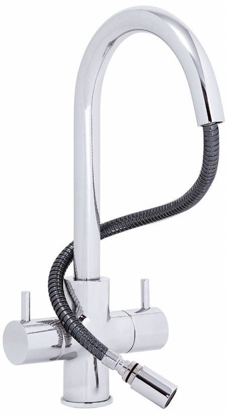 Larger image of Astracast Contemporary Shannon 421 mono kitchen mixer tap, pull out rinser.