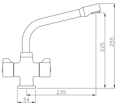 Technical image of Abode Aspley Monobloc Kitchen Tap (Chrome).