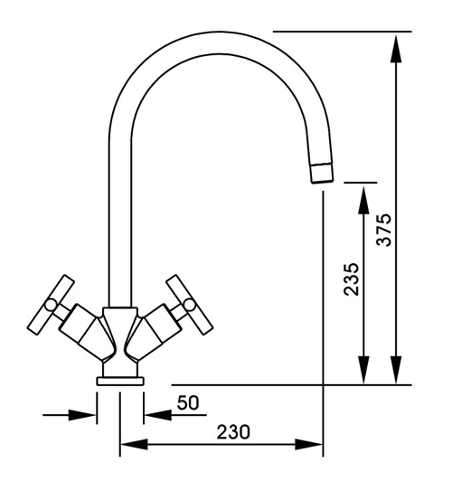 Technical image of Abode Antila Monobloc Kitchen Tap (Chrome).