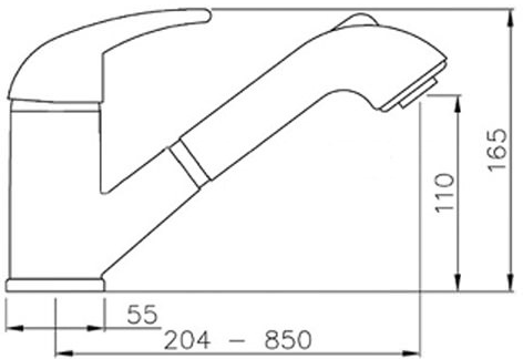 Technical image of Abode Draco Single Lever Pull Out Kitchen Tap (Chrome).