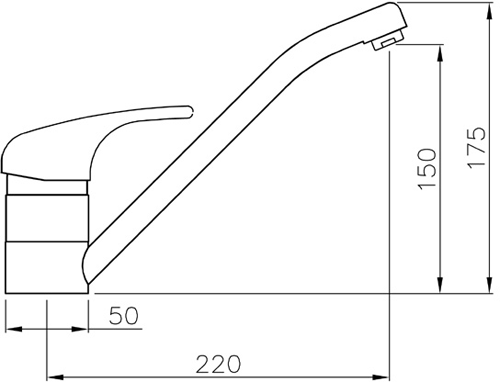 Technical image of Abode Ursa Single Lever Kitchen Tap (Brushed Nickel).