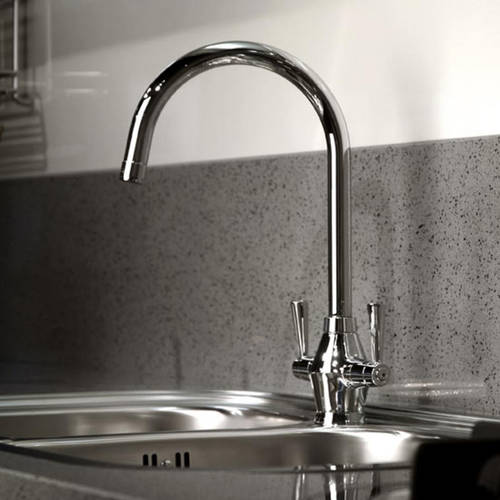 Abode Astral Dual Lever Kitchen Tap With Swivel Spout (Chrome).