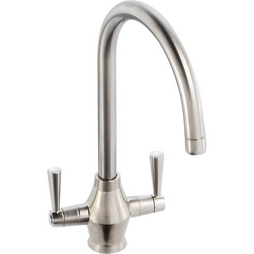 Abode Astral Dual Lever Kitchen Tap With Swivel Spout (Brushed Nickel). Size 0.3