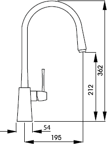 Technical image of Abode Decadence Single Lever Kitchen Tap (Brushed Nickel).