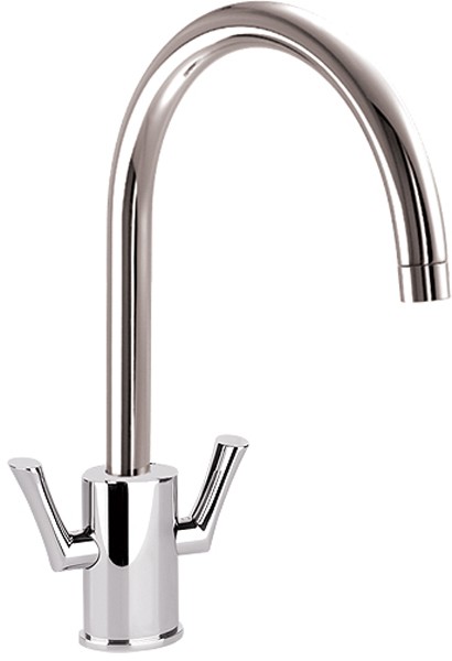 Larger image of Abode Orbit Twin Lever Kitchen Tap With Swivel Spout (Chrome).