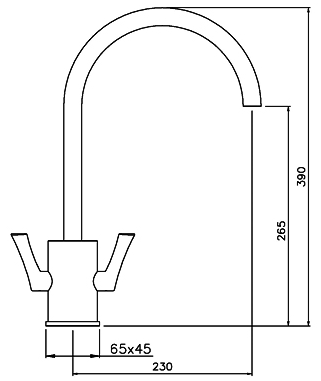 Technical image of Abode Orbit Twin Lever Kitchen Tap With Swivel Spout (Chrome).