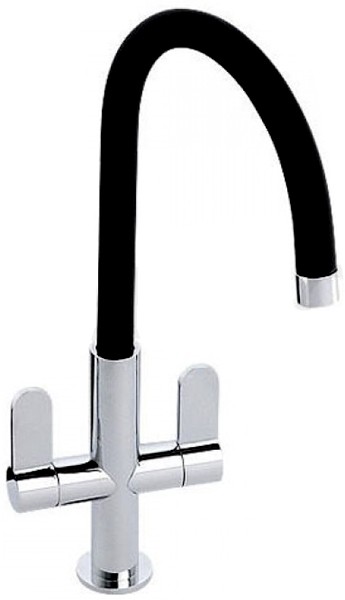 Abode Black Linear Nero Kitchen Tap With Swivel Spout (Chrome Body).