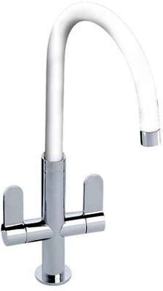 Larger image of Abode Linear White Kitchen Tap With Swivel Spout (Chrome Body).