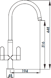 Technical image of Abode Linear White Kitchen Tap With Swivel Spout (Chrome Body).