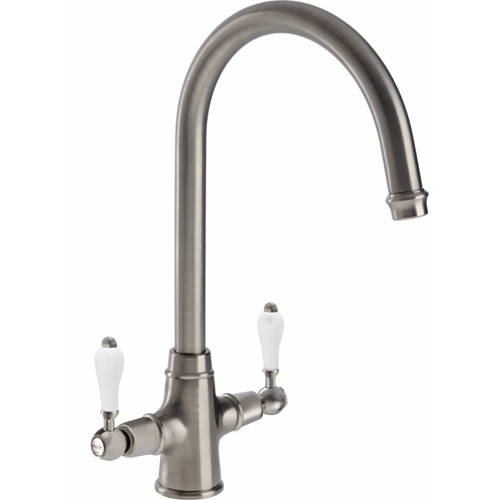 Abode White Ludlow Monobloc Kitchen Tap (Brushed Nickel).