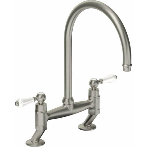 Abode White Ludlow Bridge Kitchen Tap (Brushed Nickel).