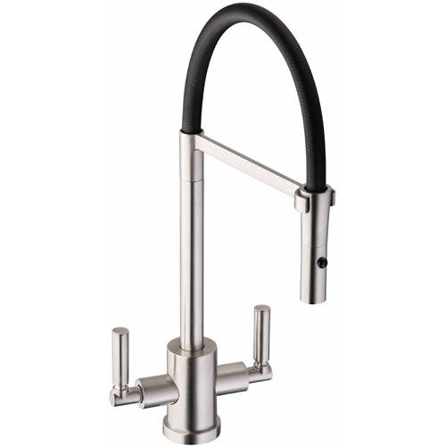 Abode Black Atlas Professional Kitchen Tap (Brushed Nickel & ).