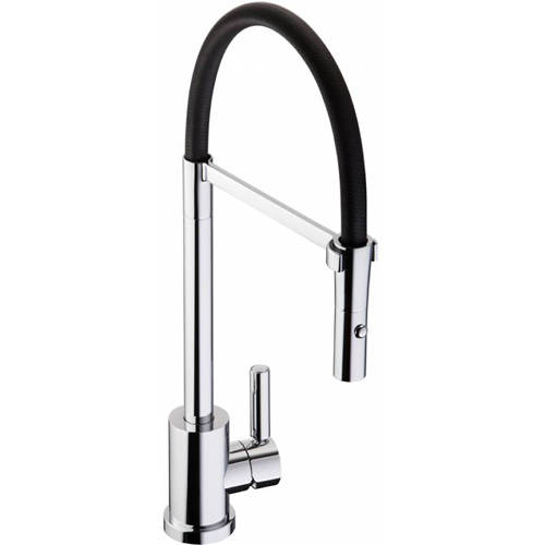 Abode Black Atlas Professional Kitchen Tap With Lever Handle (Chrome & ).