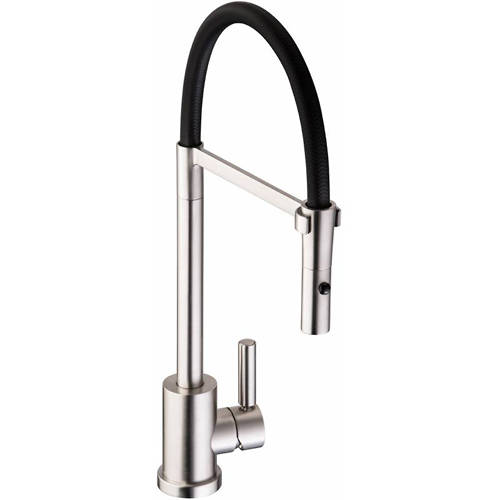 Abode Black Atlas Professional Kitchen Tap With Lever Handle (Brushed Nickel).