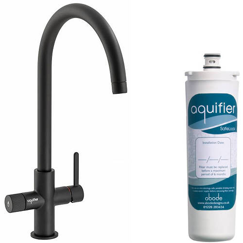 Abode Black Puria Aquifier Water Filter Kitchen Tap (Matt ).