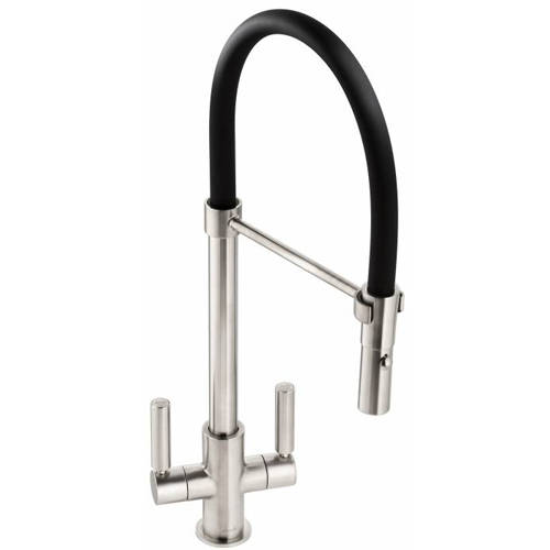 Abode Black Globe Professional Kitchen Tap (Brushed Nickel & ).