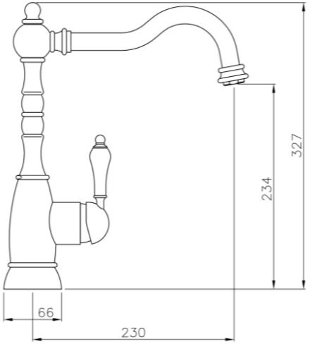 Technical image of Abode Bayenne Single Lever Kitchen Tap (Pewter).