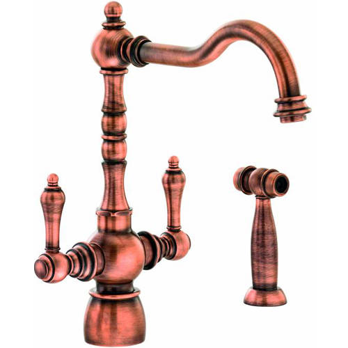 Larger image of Abode Bayenne Monobloc Kitchen Tap With Handspray (Century Copper).