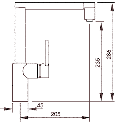 Technical image of Abode Indus Single Lever Kitchen Tap (Chrome).