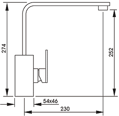 Technical image of Abode Media Slimline Single Lever Kitchen Tap (Chrome).