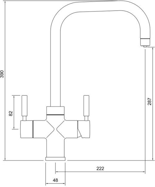 Technical image of Abode Pronteau 3 In 1 Boiling Water Filtered Kitchen Tap (Chrome).