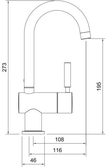 Technical image of Abode Pronteau Boiling Water Filtered Kitchen Tap 98� (Chrome).