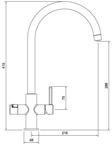Technical image of Abode Pronteau 3 In 1 Boiling Water Filtered Kitchen Tap (Urban Copper).