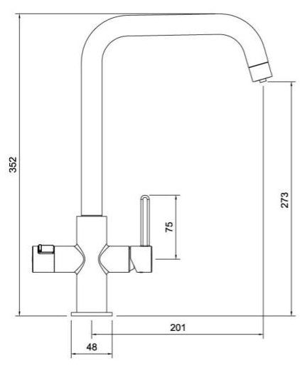Technical image of Abode Pronteau 3 In 1 Boiling Water Filtered Kitchen Tap (Br Nickel).
