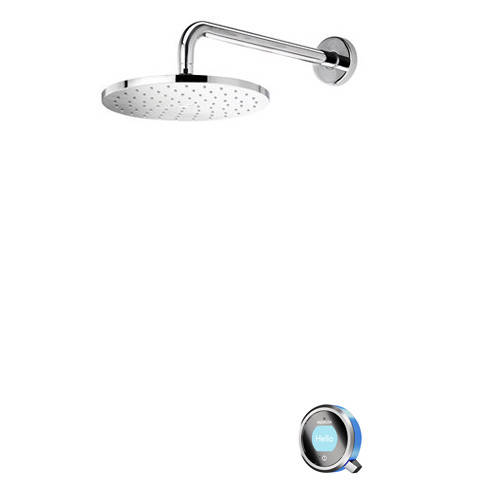 Larger image of Aqualisa Q Q Smart 16BL With Round Shower Head, Arm & Blue Accent (Gravity).