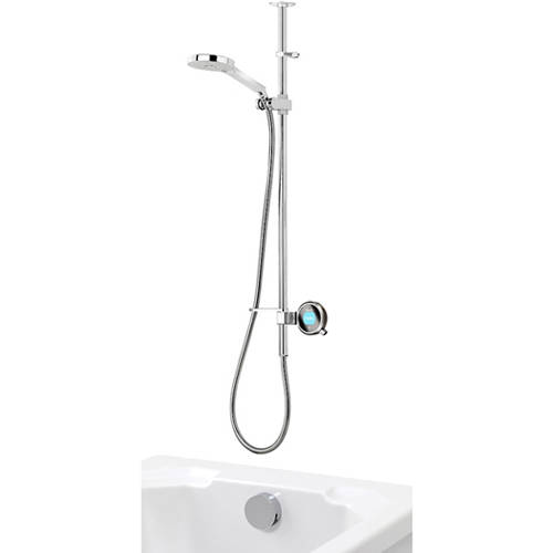 Larger image of Aqualisa Q Q Smart 26P, Ceiling Fed Rail Kit, Bath Fill & Pewter Accent (GP).