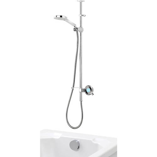 Larger image of Aqualisa Q Q Smart 26S, Ceiling Fed Rail Kit, Bath Fill & Silver Accent (Gravity).