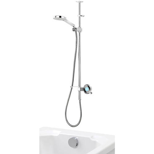 Larger image of Aqualisa Q Q Smart 26W, Ceiling Fed Rail Kit, Bath Fill & White Accent (Gravity).