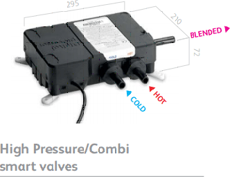 Technical image of Aqualisa HiQu Digital Smart Shower Valve With Remote Control (HP, Combi).