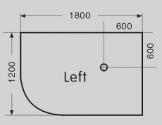 Technical image of Crown Corner Whirlpool Bath. 1800x1200mm (Left Handed).