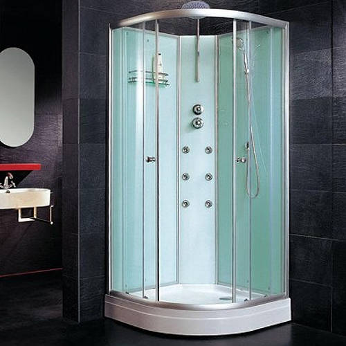Larger image of Crown Quadrant Shower Enclosure With 6 x Body Jets & Tray. 900x900mm.