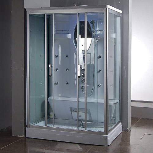 Larger image of Crown Rectangular Steam Shower Cabin. 1400x900mm.